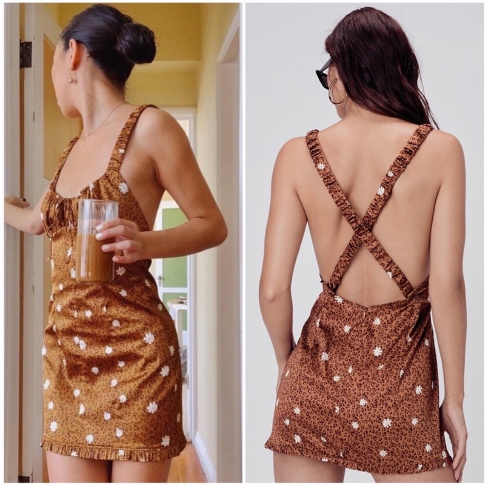 For Love & Lemons Brown Floral Mini Dress